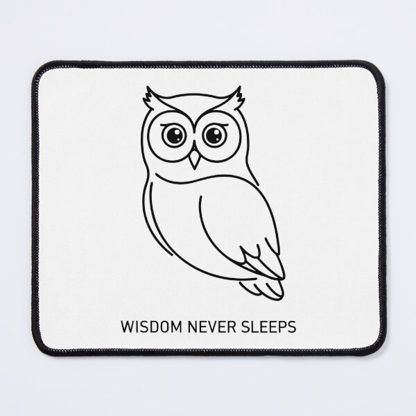 Item preview, Minimalist Owl Wisdom Never Sleeps Line Art designed and sold by Orviona.