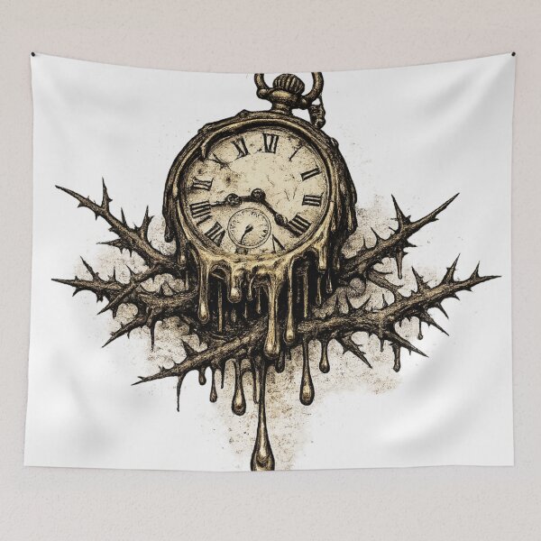 Item preview, Melting Clock Thorns Dark Gothic Surreal Witchy Aesthetic Art designed and sold by irfanshikh.
