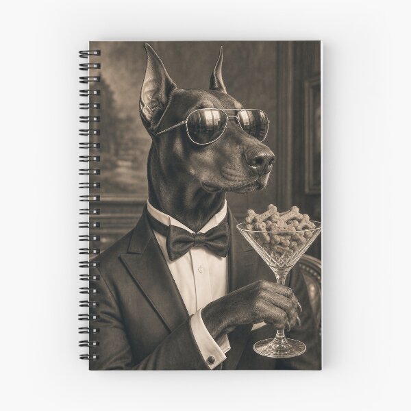 Item preview, Doberman Secret Agent | Hyperrealistic Sepia Tuxedo Dog Illustration designed and sold by Jandedan.