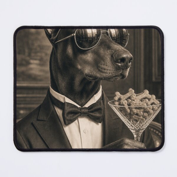 Item preview, Doberman Secret Agent | Hyperrealistic Sepia Tuxedo Dog Illustration designed and sold by Jandedan.