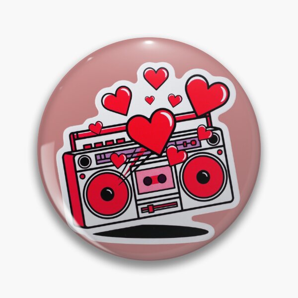 Item preview, Funky Red and White Boombox Sticker Graphic Heart Blaster designed and sold by GeekStickerLab.