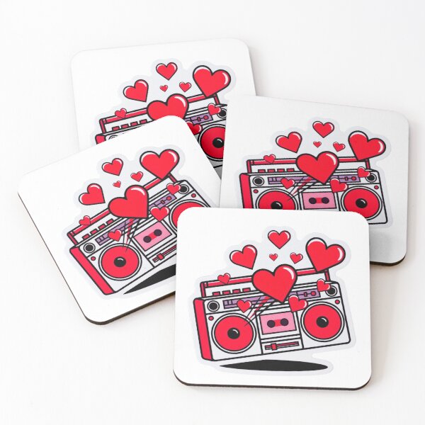 Item preview, Funky Red and White Boombox Sticker Graphic Heart Blaster designed and sold by GeekStickerLab.