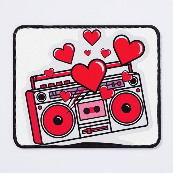 Item preview, Funky Red and White Boombox Sticker Graphic Heart Blaster designed and sold by GeekStickerLab.