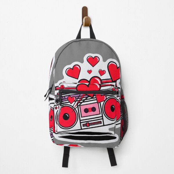 Item preview, Funky Red and White Boombox Sticker Graphic Heart Blaster designed and sold by GeekStickerLab.