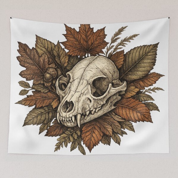 Item preview, Skull Autumn Leaves Dark Cottagecore Memento Mori Gothic Fashion designed and sold by irfanshikh.