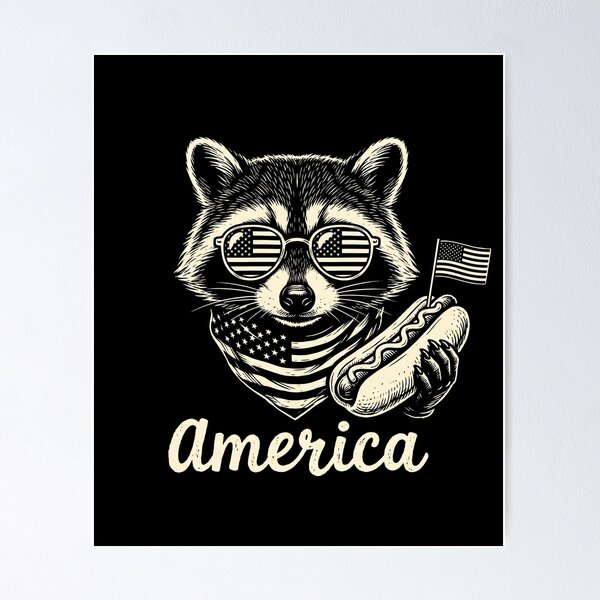 Item preview, America Patriotic Raccoon Hot Dog July 4th Shirt designed and sold by TeNovaStudio.