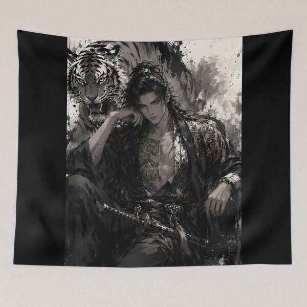 Item preview, Wuxia Warrior and White Tiger | Ink Wash Fantasy Art designed and sold by ManJiangHong.