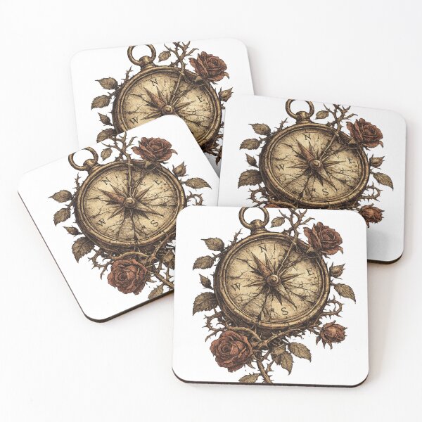 Item preview, Compass Roses Dark Gothic Botanical Adventure Witchy Aesthetic designed and sold by irfanshikh.