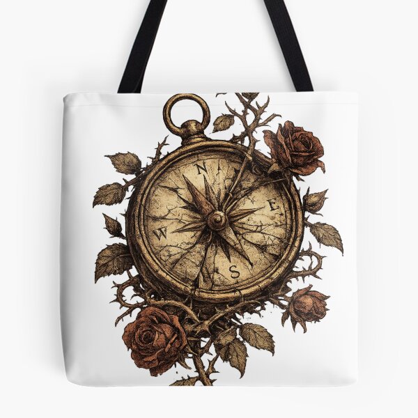 Item preview, Compass Roses Dark Gothic Botanical Adventure Witchy Aesthetic designed and sold by irfanshikh.