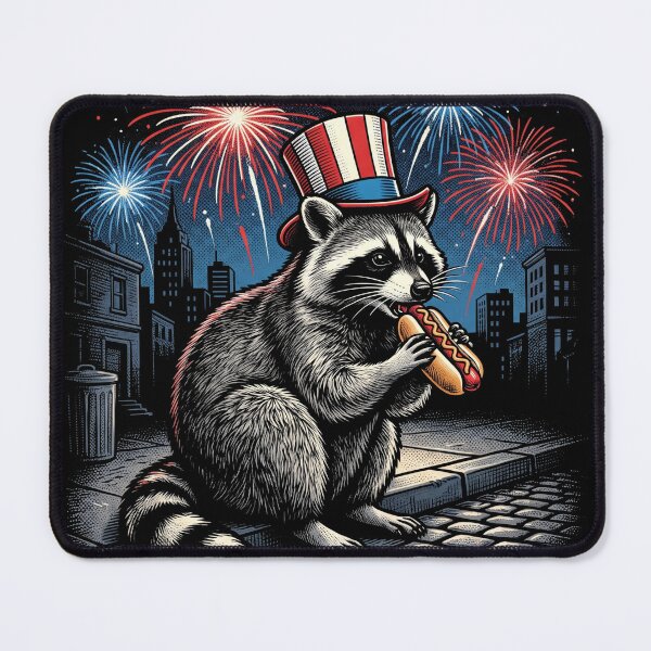 Item preview, 4th Of July Patriotic Raccoon Fireworks Shirt designed and sold by TeNovaStudio ⭐⭐⭐⭐⭐.