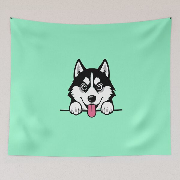 Item preview, Cute Husky Peeking Out | Kawaii Husky Dog with Tongue Out designed and sold by AstronautMerch.