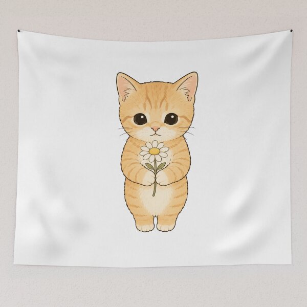 Item preview, Cute Cat with Flower Illustration designed and sold by Evv_u.