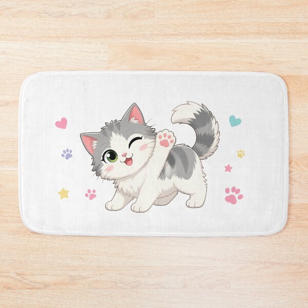 Item preview, Kawaii Cartoon Cat with Paw Print Adorable Animal Art designed and sold by The.zonex.designs.