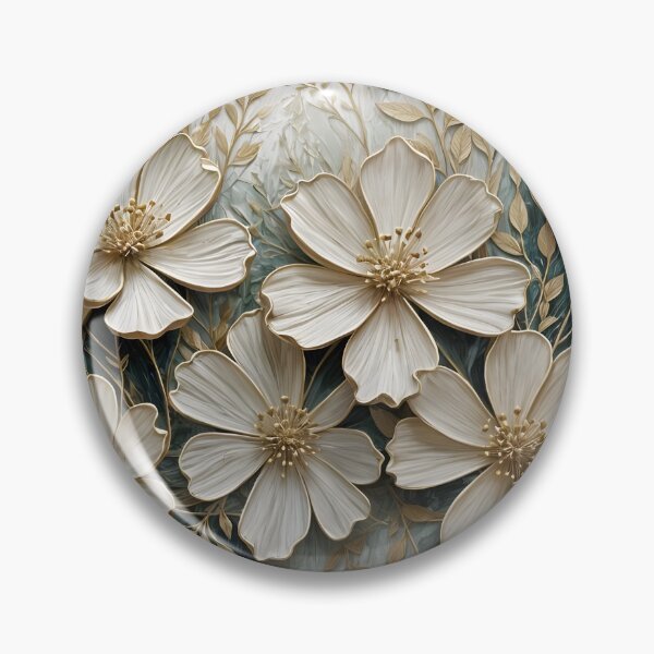 Item preview, Elegant White Floral Relief | Luxe Botanical Art in Soft Sage & Gold designed and sold by Patricia Johnston.