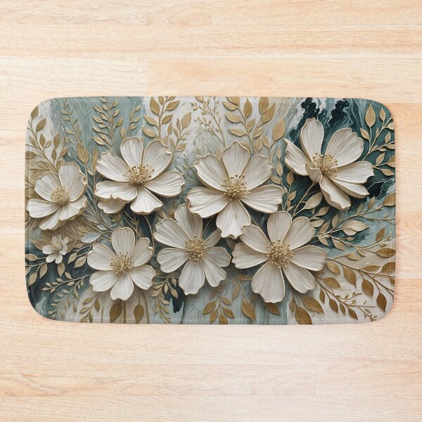Item preview, Elegant White Floral Relief | Luxe Botanical Art in Soft Sage & Gold designed and sold by Patricia Johnston.