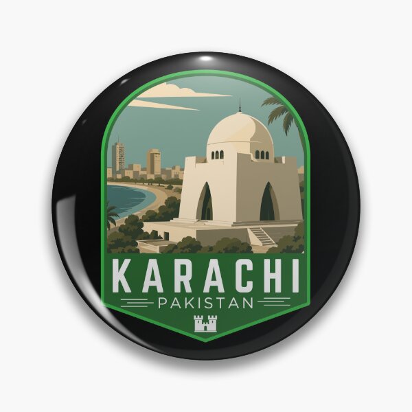 Item preview, Karachi en Sindh, Pakistán, Emblema de arte de viajes retro designed and sold by MaateoDesign.