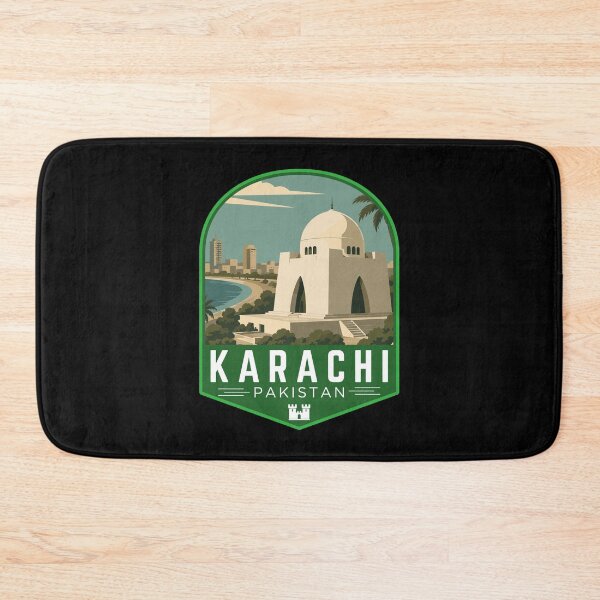 Item preview, Karachi in Sindh Pakistan, Retro Travel Art Emblem designed and sold by MaateoDesign.