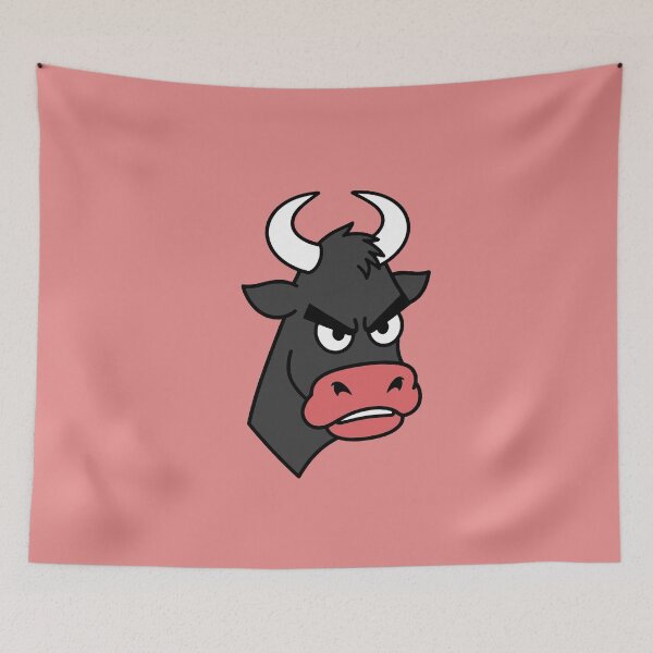 Item preview, Angry Bull Mascot | Furious Bull Face on Red Background designed and sold by AstronautMerch.