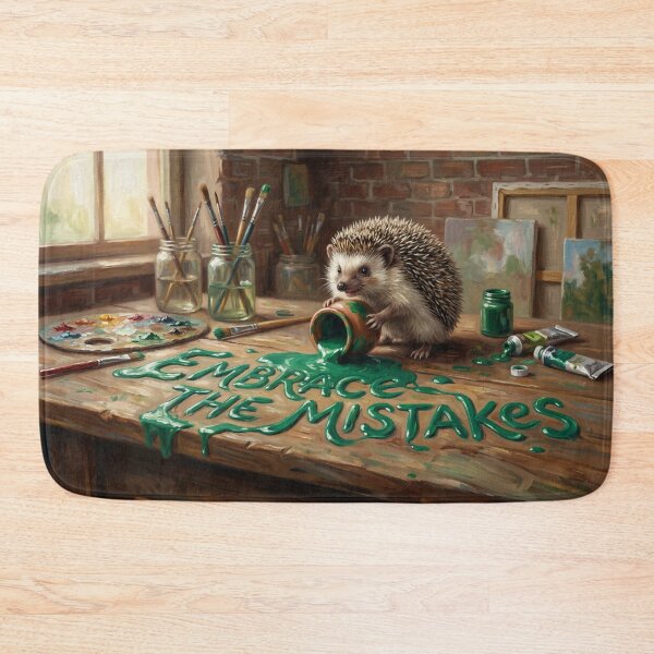 Item preview, Embrace The Mistakes Spilled Green Paint Hedgehog Art designed and sold by Englandbear.