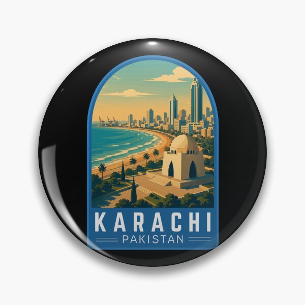 Item preview, Karachi en Sindh, Pakistán, Emblema de arte de viaje vintage designed and sold by MaateoDesign.