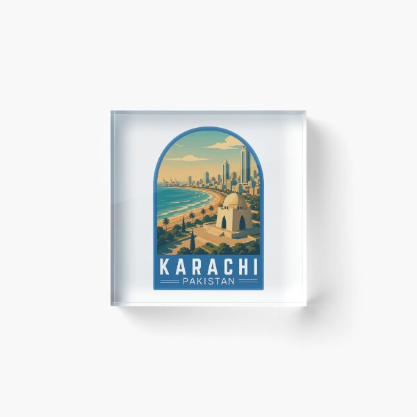 Item preview, Karachi en Sindh, Pakistán, Emblema de arte de viaje vintage designed and sold by MaateoDesign.