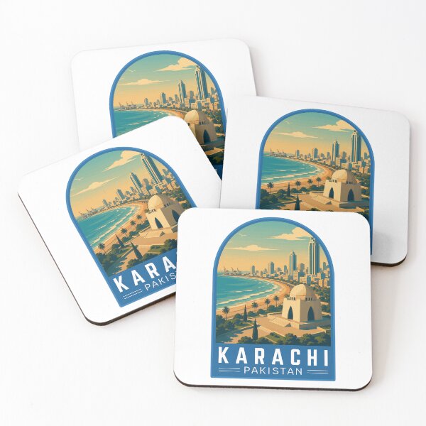 Item preview, Karachi en Sindh, Pakistán, Emblema de arte de viaje vintage designed and sold by MaateoDesign.