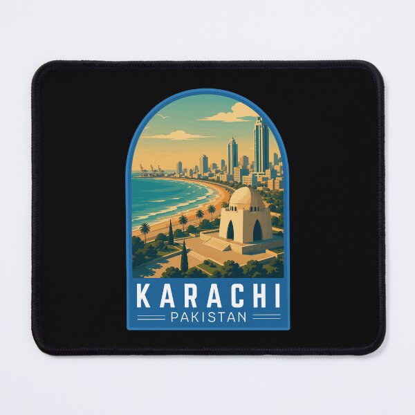 Item preview, Karachi in Sindh Pakistan, Vintage Travel Art Emblem designed and sold by MaateoDesign.