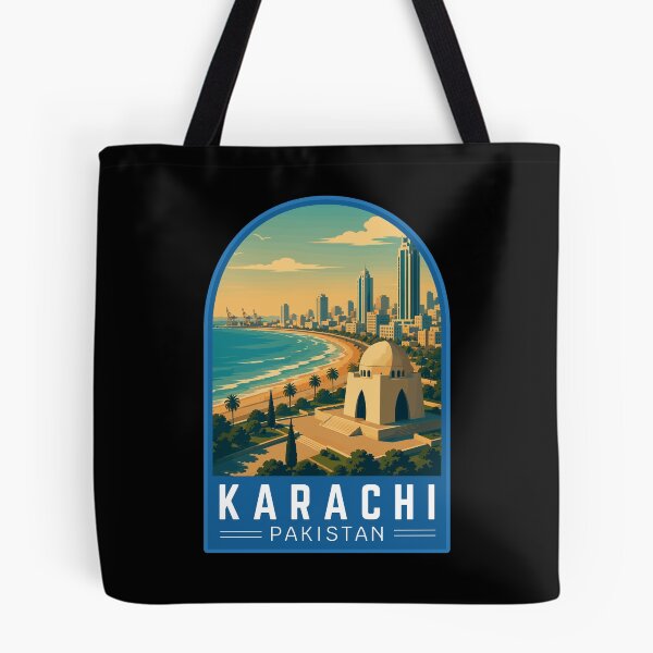 Item preview, Karachi in Sindh Pakistan, Vintage Travel Art Emblem designed and sold by MaateoDesign.
