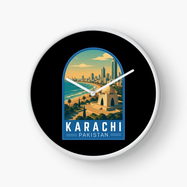 Artikelvorschau, Karatschi in Sindh, Pakistan, Vintage-Reisekunst-Emblem entworfen und verkauft von MaateoDesign.