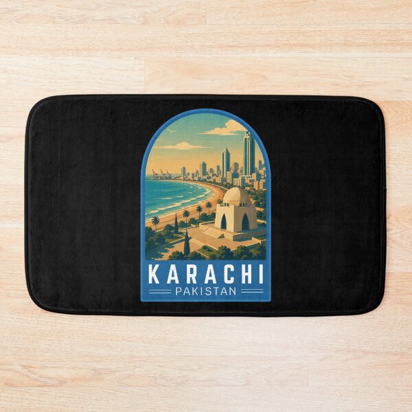 Item preview, Karachi in Sindh Pakistan, Vintage Travel Art Emblem designed and sold by MaateoDesign.