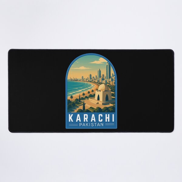 Item preview, Karachi in Sindh Pakistan, Vintage Travel Art Emblem designed and sold by MaateoDesign.
