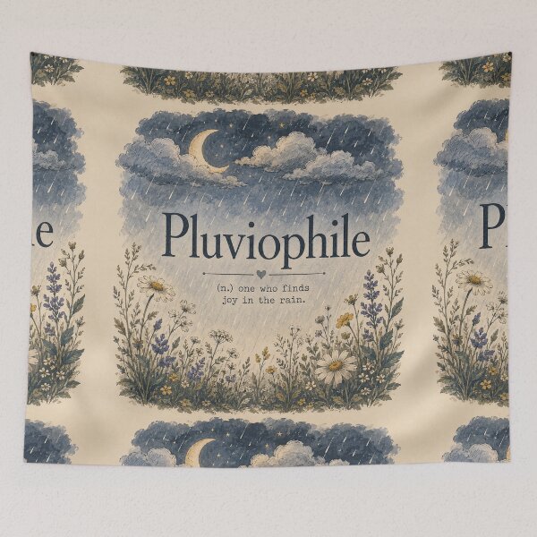 Item preview, Pluviophile Botanical Illustration, One Who Finds Joy in the Rain, Vintage Wildflower Art, Rain Lover Gift, Cottagecore Nature Design designed and sold by TulipsArtDesigns .