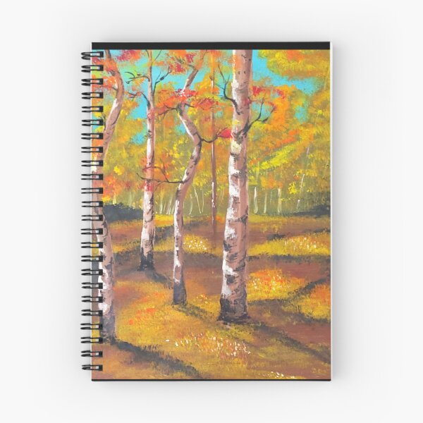 Item preview, Autumn Birch Forest — Fall Landscape Acrylic Art Print designed and sold by ArtByShoonya.