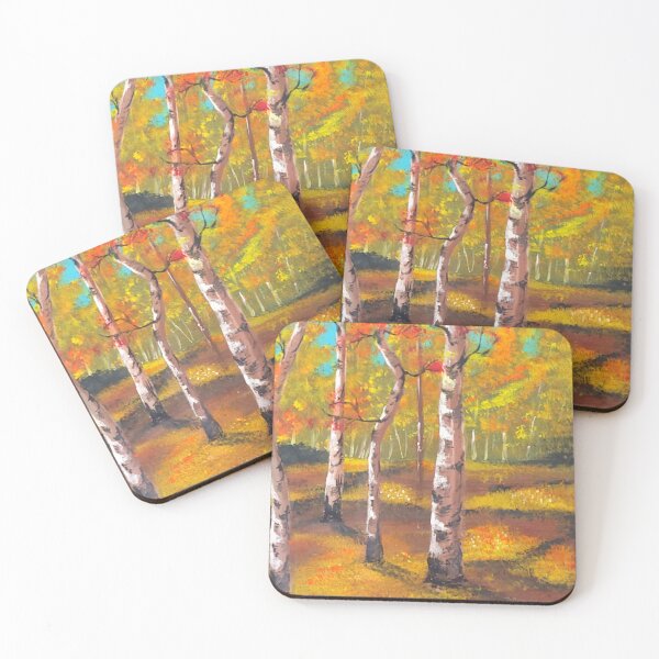 Item preview, Autumn Birch Forest — Fall Landscape Acrylic Art Print designed and sold by ShooNyaArtStudio.