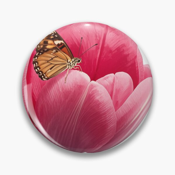 Item preview, Pink Tulip with Butterfly Sticker | Botanical Floral Art | Spring Nature Design designed and sold by Shanker-studio.