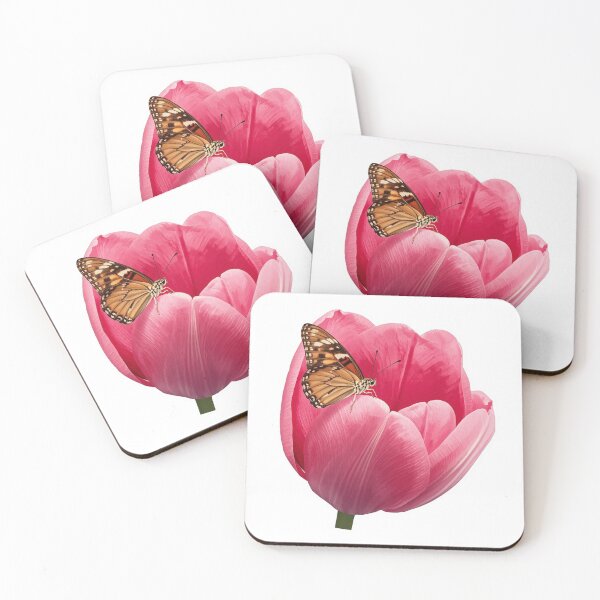 Item preview, Pink Tulip with Butterfly Sticker | Botanical Floral Art | Spring Nature Design designed and sold by Shanker-studio.