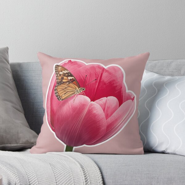 Item preview, Pink Tulip with Butterfly Sticker | Botanical Floral Art | Spring Nature Design designed and sold by Shanker-studio.