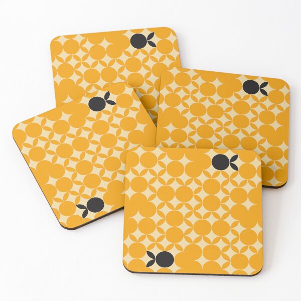 Item preview, Beige Seventies pattern with black fruits in a yellow background  designed and sold by StefanStudioArt.