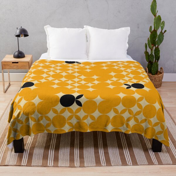 Item preview, Beige Seventies pattern with black fruits in a yellow background  designed and sold by StefanStudioArt.