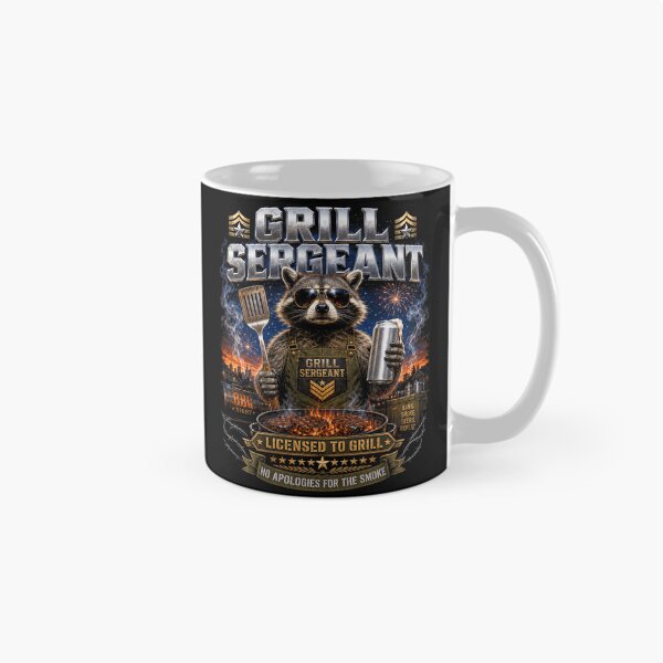 Item preview, Grill Sergeant Raccoon BBQ Humor designed and sold by OceanBandwear.