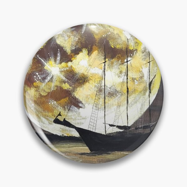 Item preview, Golden Moon and Tall Ship — Nautical Seascape Acrylic Art Print designed and sold by ArtByShoonya.