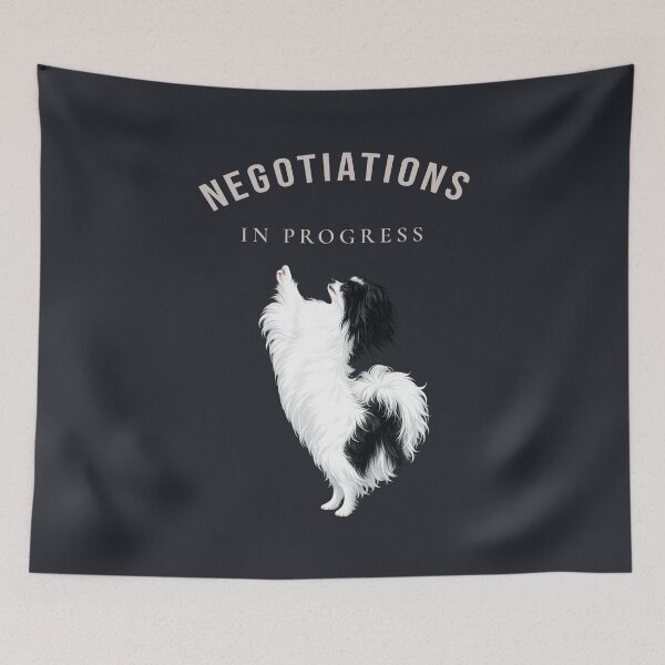 Item preview, Negotiations In Progress | Funny Papillon Dog Premium Illustration designed and sold by PapillonArtStudio.