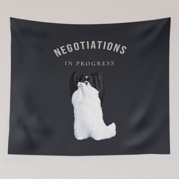 Item preview, Negotiations In Progress | Funny Papillon Dog Premium Illustration designed and sold by PapillonArtStudio.