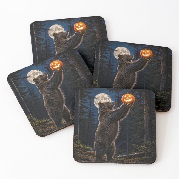 Item preview, Halloween Grizzly Bear Holding a Jack-o-Lantern designed and sold by Maria Dryfhout.