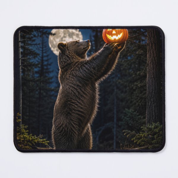 Item preview, Halloween Grizzly Bear Holding a Jack-o-Lantern designed and sold by Maria Dryfhout.