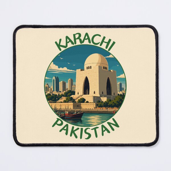 Item preview, Karachi in Pakistan, Retro Travel Art Circle Emblem designed and sold by MaateoDesign.