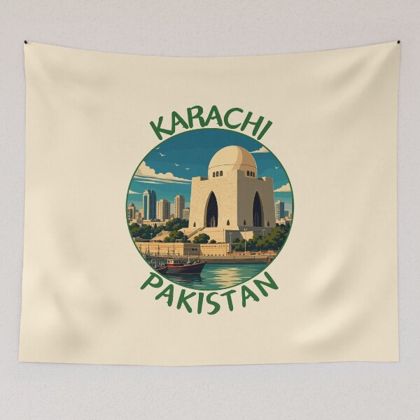 Item preview, Karachi in Pakistan, Retro Travel Art Circle Emblem designed and sold by MaateoDesign.