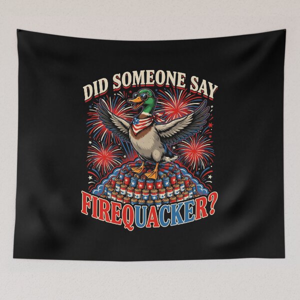 Item preview, Did Someone Say Firequacker Funny Patriotic Duck with Fireworks and American Flag designed and sold by Redgiant87x.