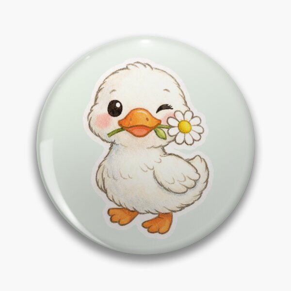 Item preview, Cute Winking Duckling with Daisy Flower Kawaii Aesthetic Sticker designed and sold by mijaczeek.