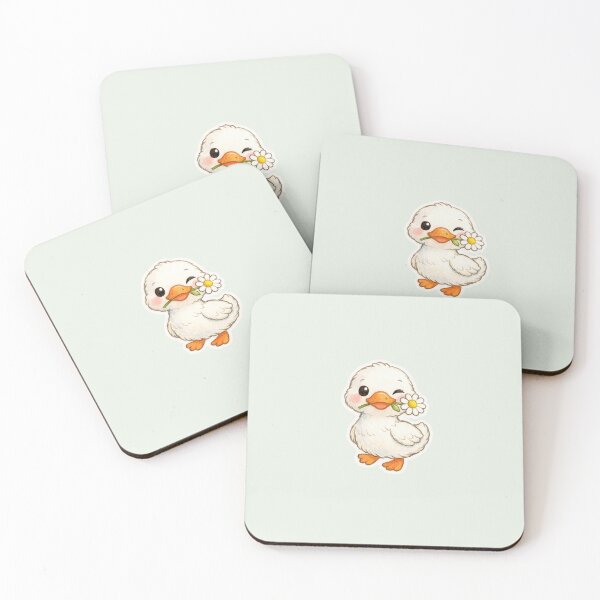 Item preview, Cute Winking Duckling with Daisy Flower Kawaii Aesthetic Sticker designed and sold by mijaczeek.